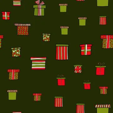 Abstract vector doodle christmas presents seamless pattern Illustrazione stock