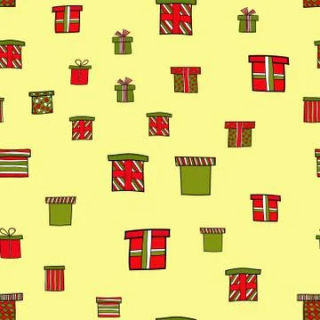 Abstract vector doodle christmas presents seamless pattern Illustrazione stock