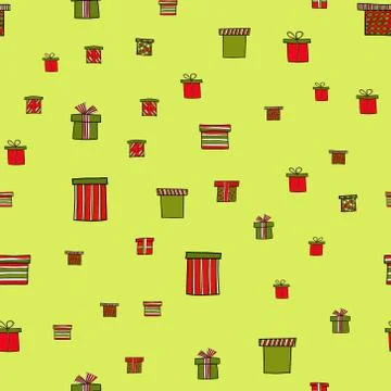 Abstract vector doodle christmas presents seamless pattern Illustrazione stock