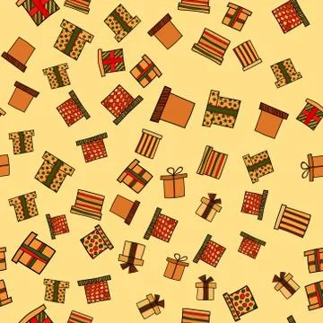 Abstract vector doodle christmas presents seamless pattern Illustrazione stock