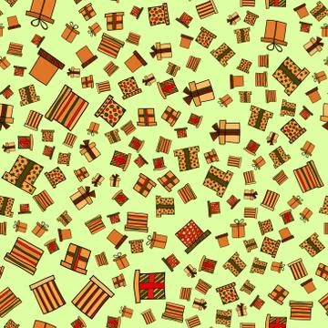 Abstract vector doodle christmas presents seamless pattern Illustrazione stock