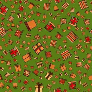 Abstract vector doodle christmas presents seamless pattern Stock Illustration