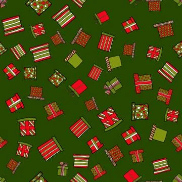 Abstract vector doodle christmas presents seamless pattern Illustrazione stock