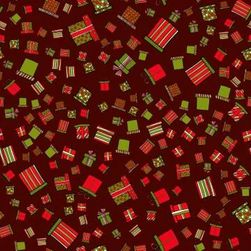 Abstract vector doodle christmas presents seamless pattern Illustrazione stock