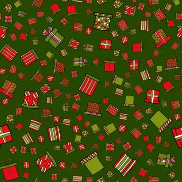 Abstract vector doodle christmas presents seamless pattern Illustrazione stock