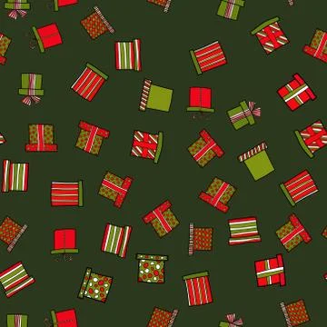 Abstract vector doodle christmas presents seamless pattern Illustrazione stock