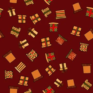 Abstract vector doodle christmas presents seamless pattern Illustrazione stock