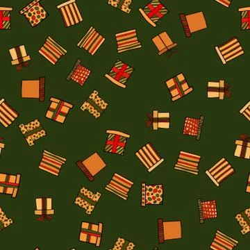 Abstract vector doodle christmas presents seamless pattern Illustrazione stock