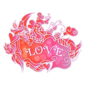Abstract vector the Doodle drawing with an inscription love. Stock Illustration