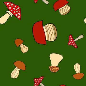 Abstract vector doodle mushroom seamless pattern Stock Illustration