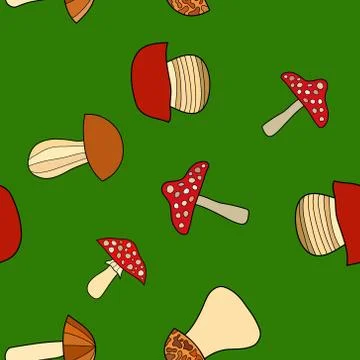 Abstract vector doodle mushroom seamless pattern イラスト素材