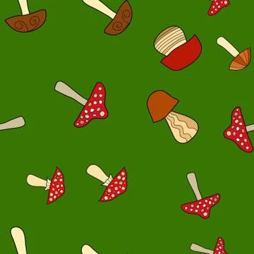 Abstract vector doodle mushroom seamless pattern イラスト素材