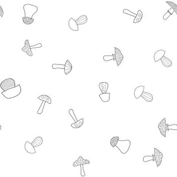 Abstract vector doodle mushroom seamless pattern Illustrazione stock