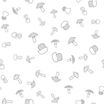 Abstract vector doodle mushroom seamless pattern Stockillustratie