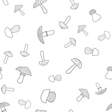 Abstract vector doodle mushroom seamless pattern イラスト素材