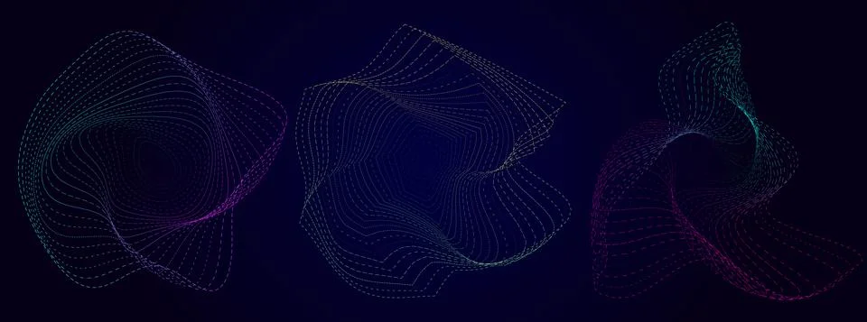 Abstract vector dynamic chaotic gradient mesh shapes. Futuristic Design elements Stock Illustration