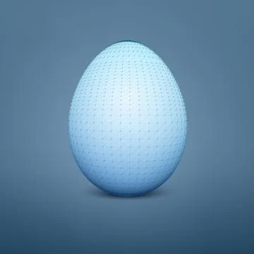 Abstract vector egg. 3D mesh object. Futuristic style card. Lines, point, pla Stock Illustration