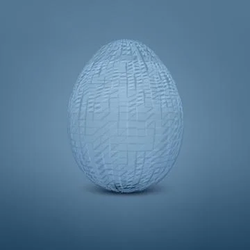 Abstract vector egg. 3D mesh object. Futuristic style card. Lines, point, pla Stock Illustration