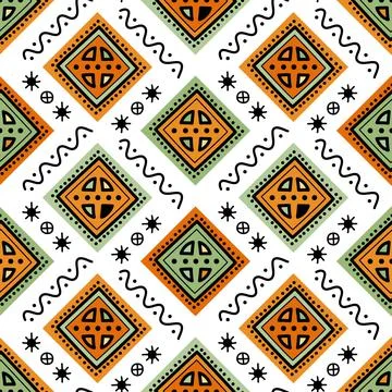 Abstract vector ethnic art. Decorative romb ornamental seamless pattern Stock Illustration