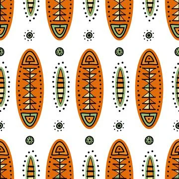 Abstract vector ethnic art. Decorative shape ornamental seamless pattern Illustrazione stock