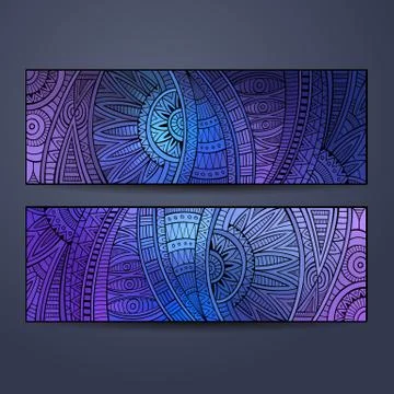 Abstract vector ethnic pattern cards set Illustrazione stock