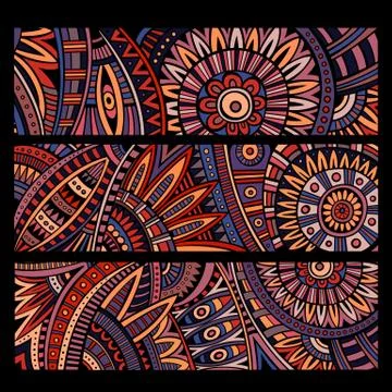 Abstract vector ethnic pattern cards set イラスト素材