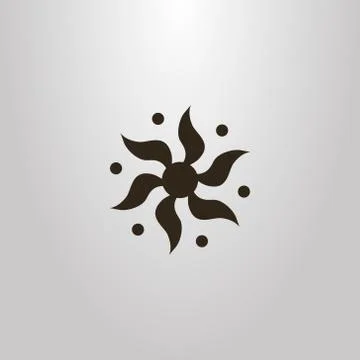 Abstract vector flat art sign of flower sun with dots Illustrazione stock