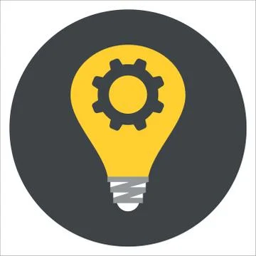 Abstract vector flat design lightbulb icon Vector illustration Stock Illustration