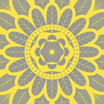 Abstract vector floral background. A large yellow geometric flower. Stock Illustration