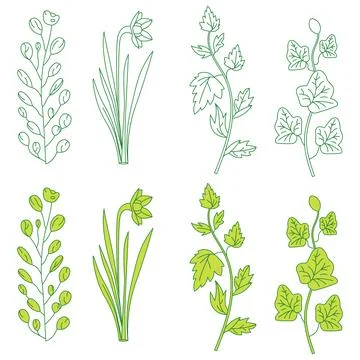 Abstract vector flower clipart design isolated on white background. Collect.. Stock Illustration
