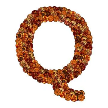 Abstract vector font, made of ethnic elements  - letter q 库存插图