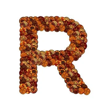 Abstract vector font, made of ethnic elements - letter r 库存插图