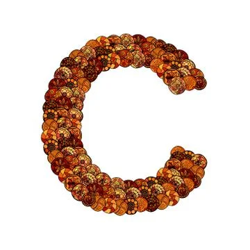Abstract vector font, made of ethnic elements - letter c Stock Illustration