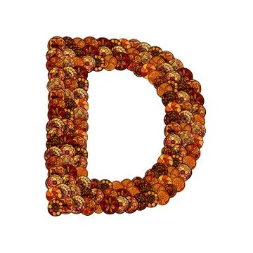 Abstract vector font, made of ethnic elements - letter d Stock Illustration