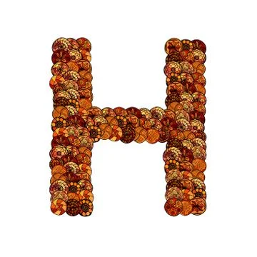 Abstract vector font, made of ethnic elements - letter h 库存插图