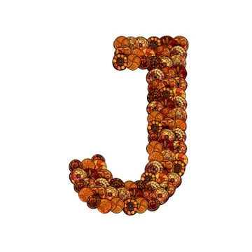 Abstract vector font, made of ethnic elements - letter j Illustrazione stock