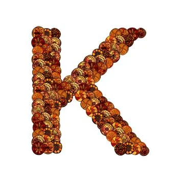Abstract vector font, made of ethnic elements - letter k Stock Illustration