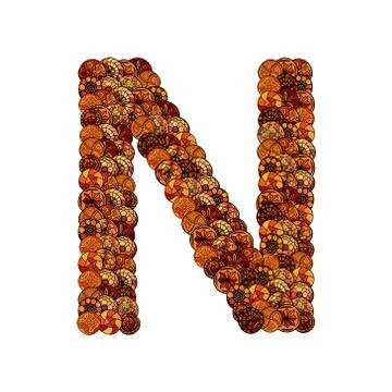 Abstract vector font, made of ethnic elements - letter n 스톡 일러스트