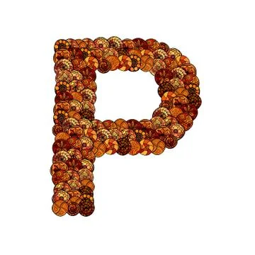 Abstract vector font, made of ethnic elements - letter p 库存插图