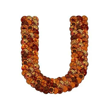Abstract vector font, made of ethnic elements - letter u イラスト素材