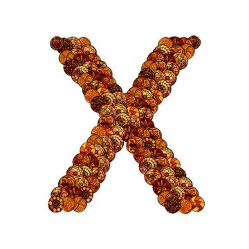 Abstract vector font, made of ethnic elements - letter x Stock Illustration