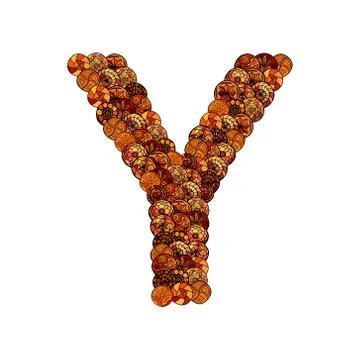 Abstract vector font, made of ethnic elements - letter y 库存插图