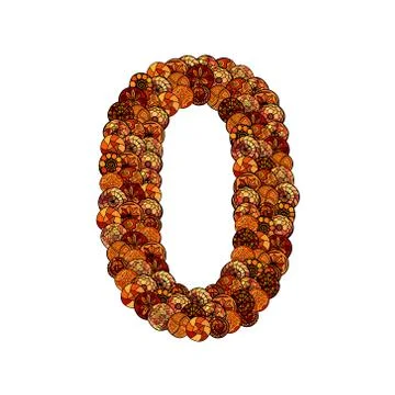 Abstract vector font, made of ethnic elements - number zero イラスト素材