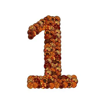 Abstract vector font, made of ethnic elements - number one Stock Illustration