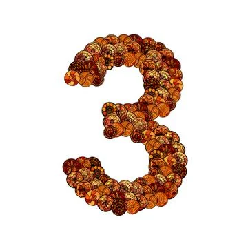 Abstract vector font, made of ethnic elements - number three イラスト素材