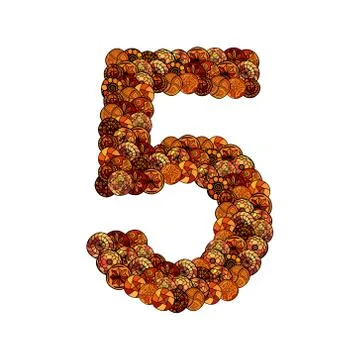 Abstract vector font, made of ethnic elements - number five 库存插图