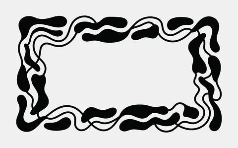 Abstract vector frame illustration with fluid organic shapes and waving lin.. Stock Illustration