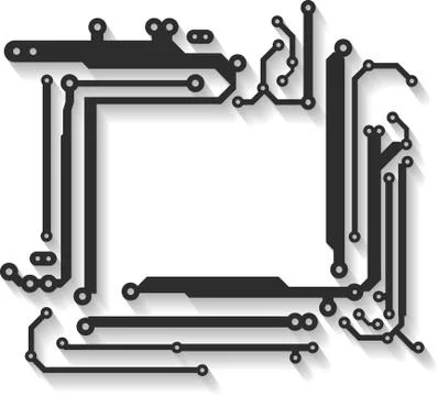 Abstract vector frame with shadow in PCB-layout style. 스톡 일러스트