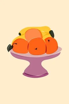 Abstract vector fruit vase, hand drawn boho minimalism style. Tranpsparent Stock Illustration