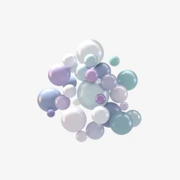 Abstract vector futuristic background with colorful 3d spheres, glossy bubbles Stock Illustration